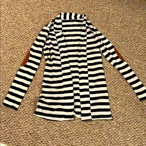 Black and white striped cardigan with elbow print